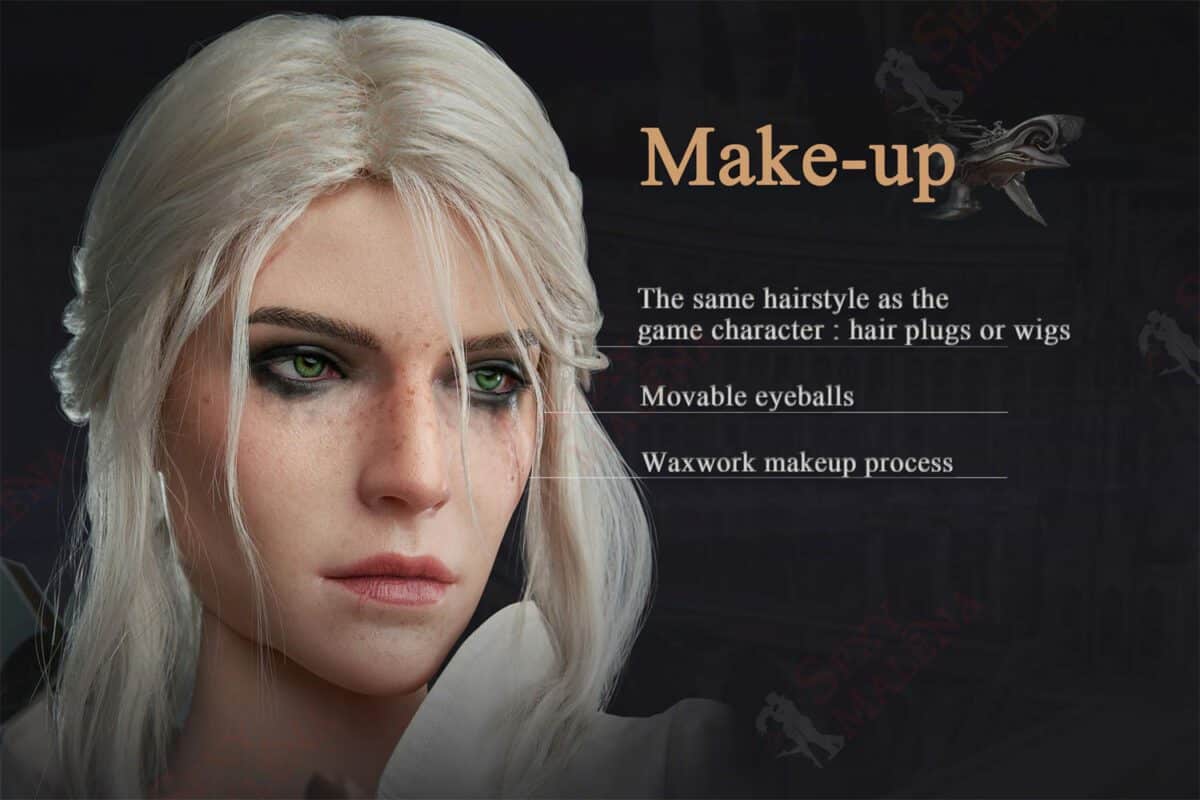 make-up The same hairstyle as the game character; Movable eyeballs; Waxwork makeup process.