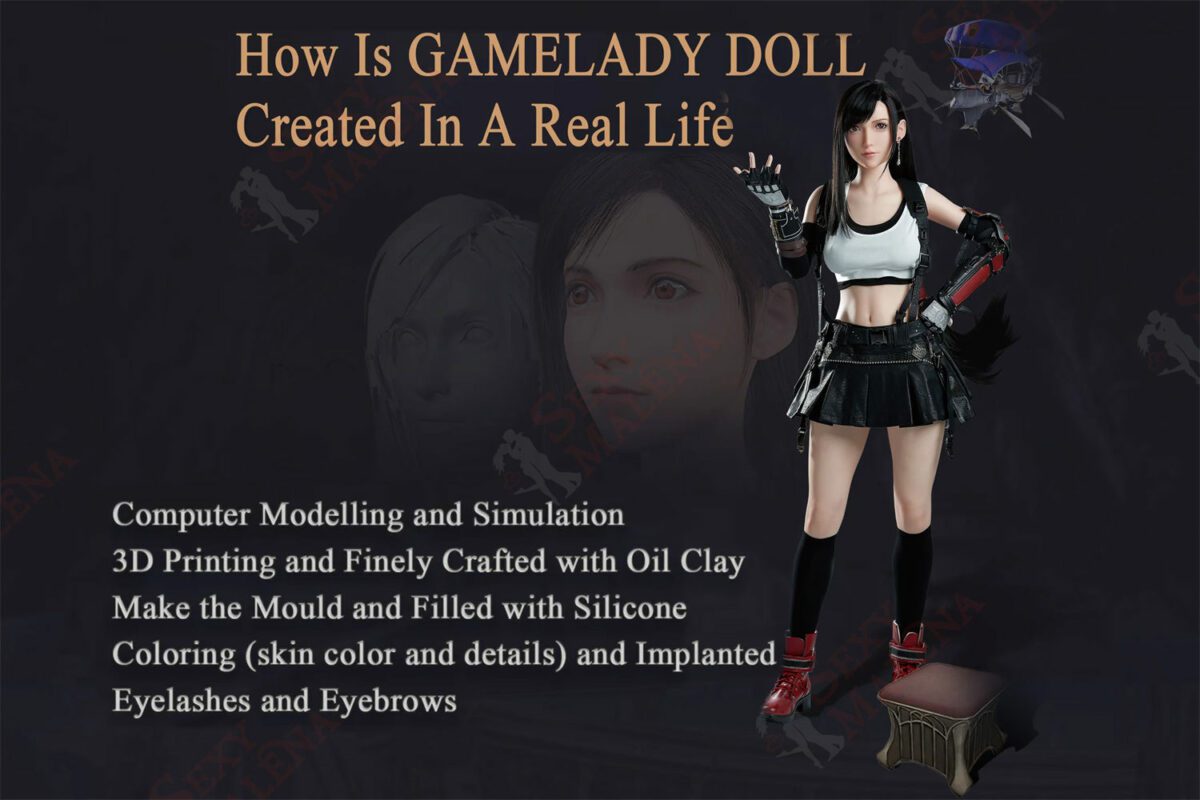 How is game lady doll created in a real life. computer modelling and simulation; 3D Printing and Finely Crafted with Oil Clay; Make the Mould and Filled with Silicone Coloring(skin color and details) and Implanted Eyelashes and Eyebrows.